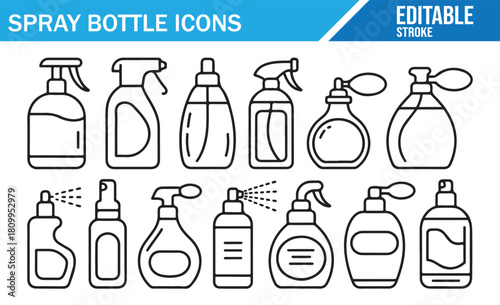 Set of hygiene liquid container outline illustrations