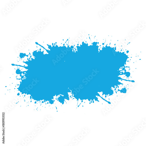 Blue paint splatter isolated, dynamic ink splash artistic mess