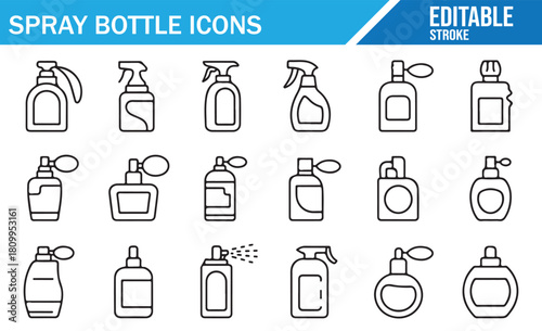 Minimal line icons of spray and pump containers
