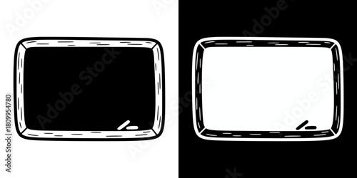 Chalkboard with chalk for classroom, isolated vector image, two versions on transparent and black backgrounds, pencil drawing, chalk drawing
  