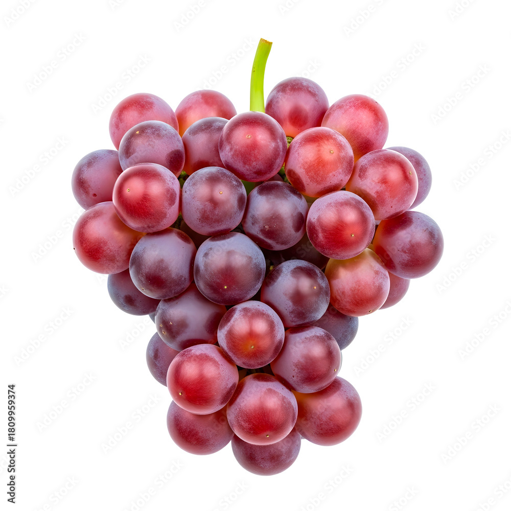 Fototapeta premium Closeup of a vibrant bunch of red grapes, showcasing their plumpness and freshness, isolated on transparent background for clear visibility