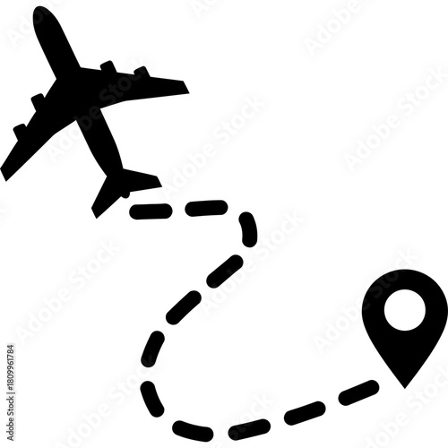 Plan your dream escape with a modern airplane icon heading to destination point