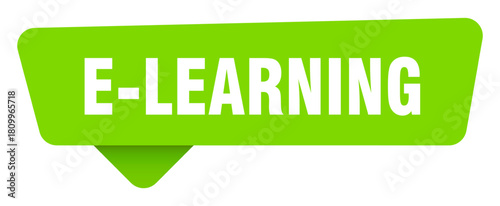 e-learning green sign isolated on transpatent background. e-learning sticker