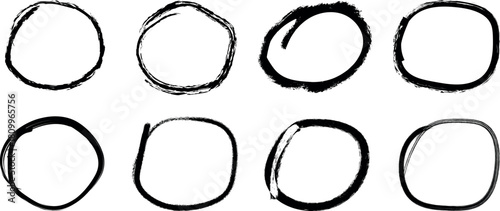 Hand drawn circle set with grunge texture for highlighting text