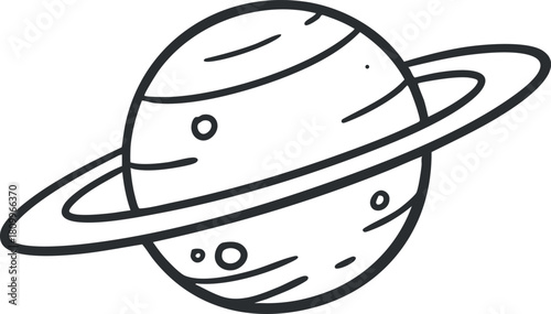 Outline vector illustration of Saturn with rings, ideal for educational materials, space-themed designs, and scientific concepts
