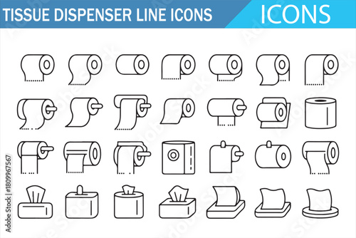 Outline style icons for hygiene, tissues, and paper products
