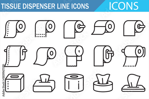 Sanitary paper product icons in minimal line art