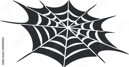 Stylized black silhouette vector illustration of a spider web design for Halloween decorations and graphic projects