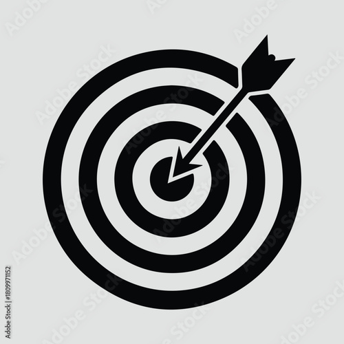 Silhouette target and arrow in black color vector illustration