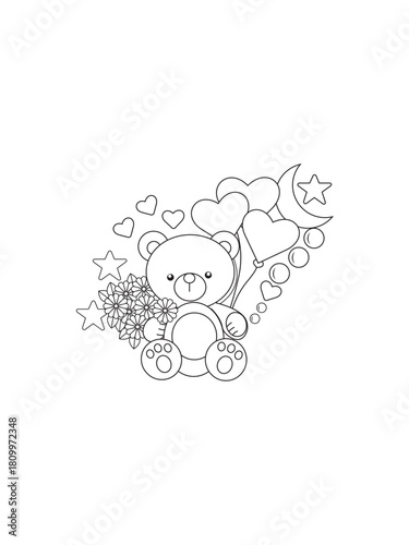 Teddy coloring pages for kids in black and white stock photos and images