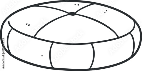 Minimalist outline vector illustration of a round cushion, ideal for home decor and interior design projects