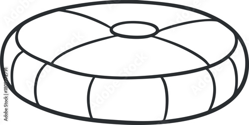 Outline vector illustration of a round cushion design suitable for home decor and furniture projects