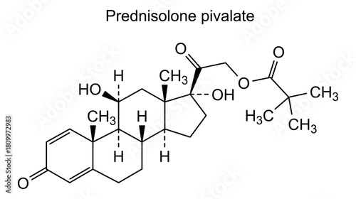 Prednisolone pivalate, chemical structure of prednisolone pivalate, drug substance