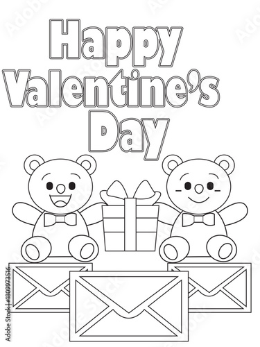 Teddy coloring pages for kids in black and white stock photos and images