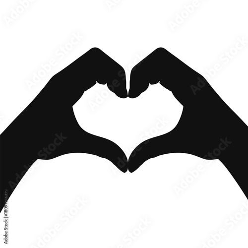 A hand heart silhouette illustration