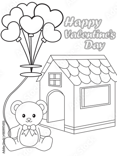 Teddy coloring pages for kids in black and white stock photos and images
