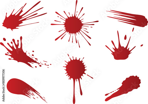 A collection of blood splats for artwork compositions and textures