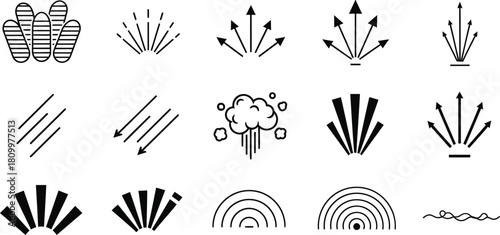 Hand drawn graphic elements and arrows set