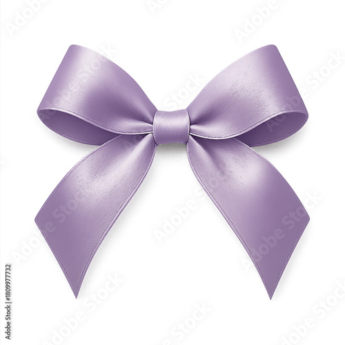 A delicate satin ribbon bow in a soft lavender purple color elegantly tied and isolated on a transparent background for versatile design use isolated on transparent background