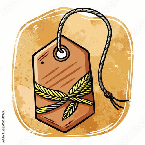 Handcrafted Wooden Tag with Twine and Decorative Knot handcrafted wooden