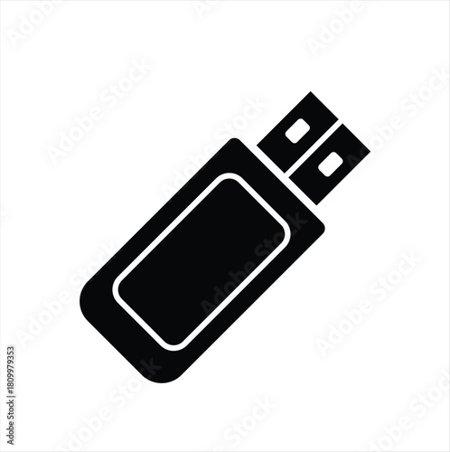 USB Flash Drive Icon – Memory Stick, Storage Device, Data Transfer Vector Symbol