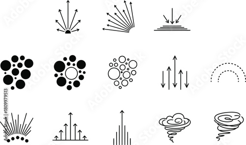Abstract black and white vector icon set collection