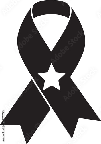 Black ribbon with white star symbol of fallen heroes