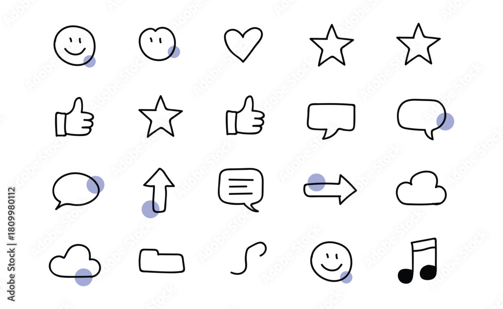 Fototapeta premium Cute hand drawn doodle icons for creative projects and design elements