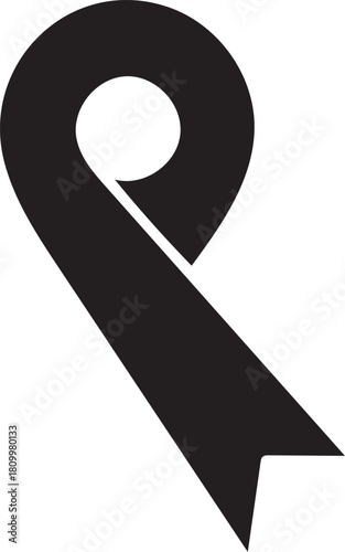 Black ribbon icon representing awareness and sympathy.