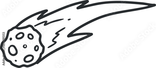 Stylized vector illustration of a comet with a trailing tail, perfect for space-themed designs and educational projects