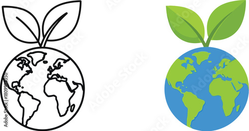 Protecting our planet a depiction of earth with green leaf symbols