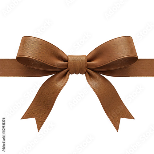 brown premium gift ribbon looped arc 3D ribbon transparent PNG