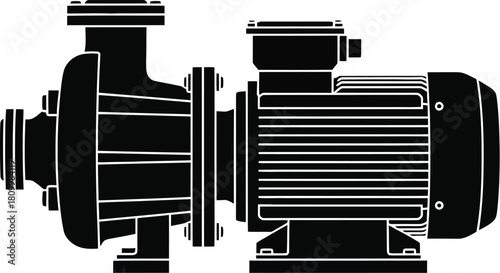 Detailed black and white illustration of an industrial centrifugal pump design
