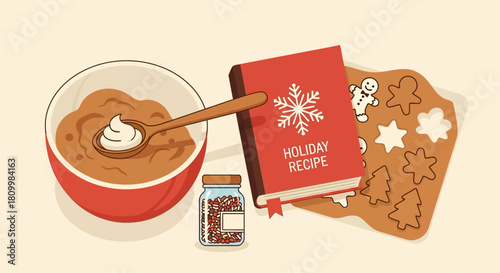 Cute Christmas Character Icons Santa, Reindeer, Elf, Snowman, and Polar Bear Illustrations