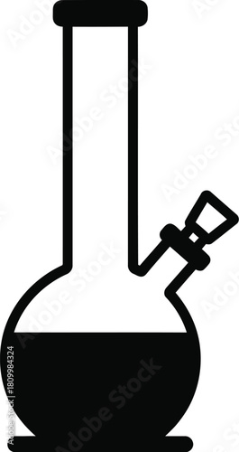 Simple black and white illustration of a water pipe with a rounded base