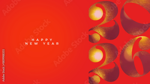 2026 Happy New Year logo text design. 2026 number design template. Collection of 2026 Happy New Year card, cover, poster. Vector illustration with labels isolated on colorful background