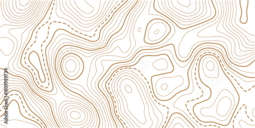 Topographic map contour background. Topo with elevation. The concept of a conditional geography scheme and contour line map image.Geographic mountain relief diagram line wave carve pattern.