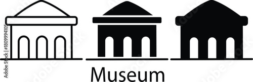 Classical Art History Heritage Building Museum Landmark Icon Vector Silhouette and Pictogram..eps

