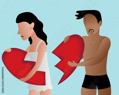 Couple Break up Heartbreak Vector illustration