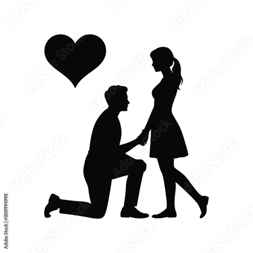 Man Proposing to Woman with Heart Silhouette proposal