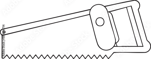 Hand saw line illustration showing classic woodworking tool essential for carpentry crafting and diy projects