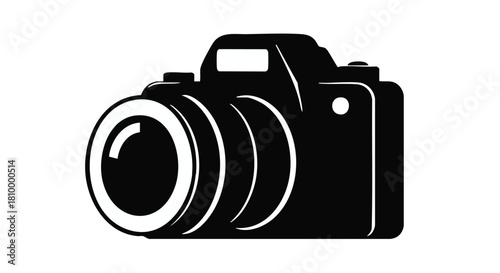 camera vector icon in black and white
