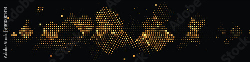 Golden halftone luxury diamond cluster on dark background with shimmering dotted accents forming elegant geometric shapes ideal for premium decorative graphics modern luxury themes and stylish design 