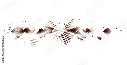 Brown halftone soft diamond cluster with gently fading dotted shading forming a decorative geometric composition ideal for artistic backgrounds modern graphic design and subtle abstract layouts