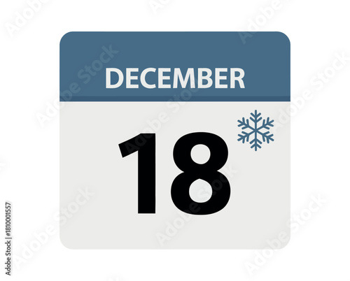 A calendar icon displays December 18th with a snowflake indicating winter weather.