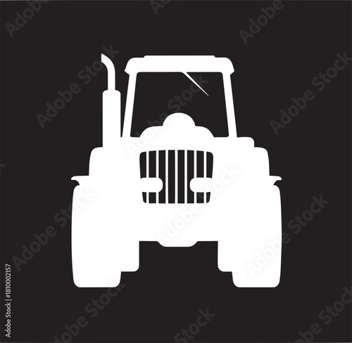 Front view of agricultural tractor silhouette for farming and cultivation purposes