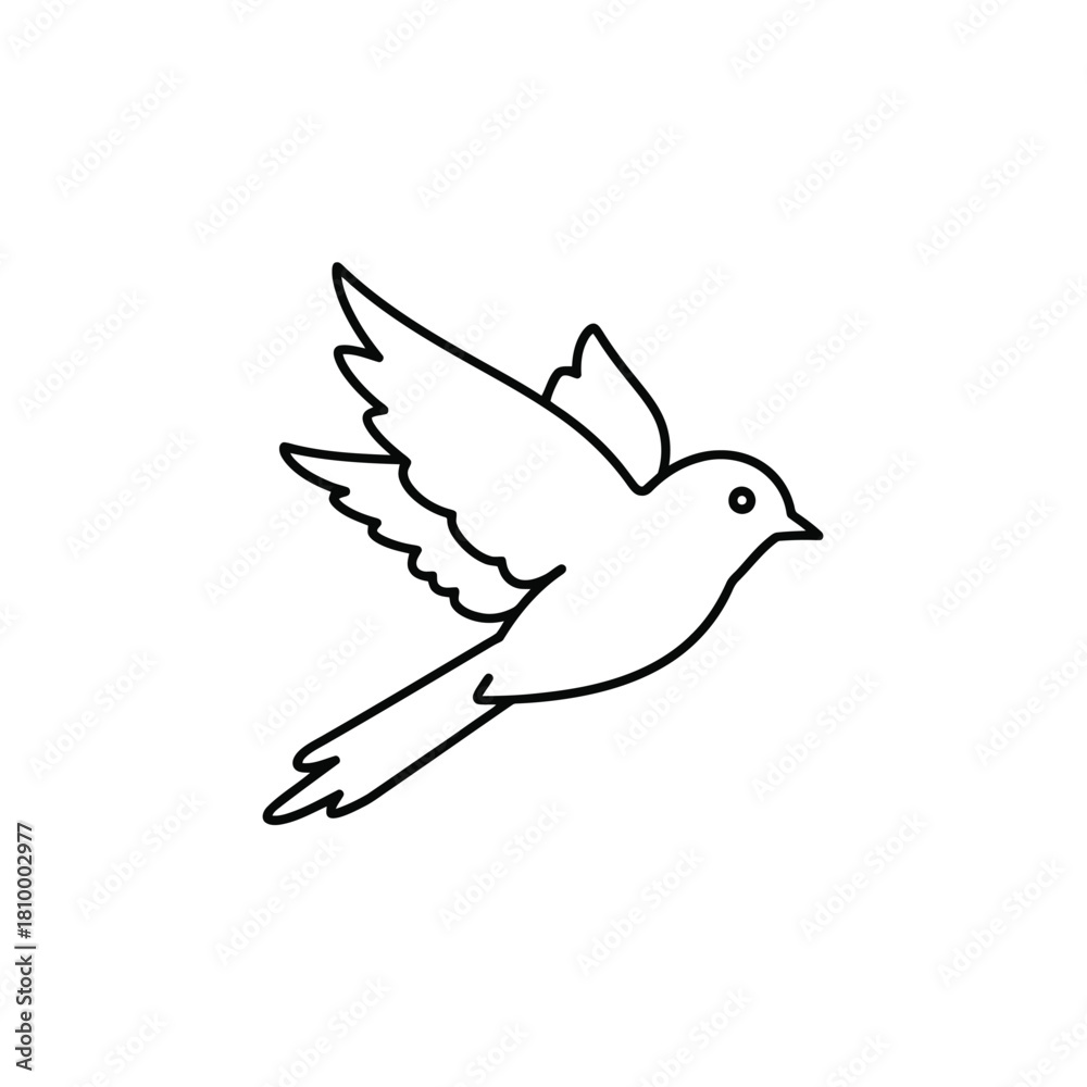 Fototapeta premium Flying Bird Line Art Illustration