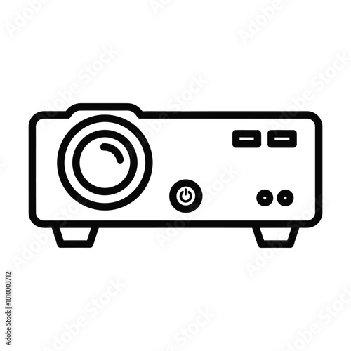 Simple line art icon of a modern digital projector