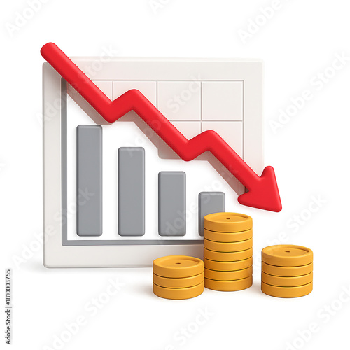 A falling trend line graph illustrates the decline in profits and business loss.