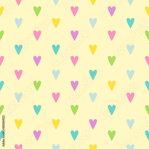 Cute Colorful Hearts Seamless Pattern for Textiles and Crafts